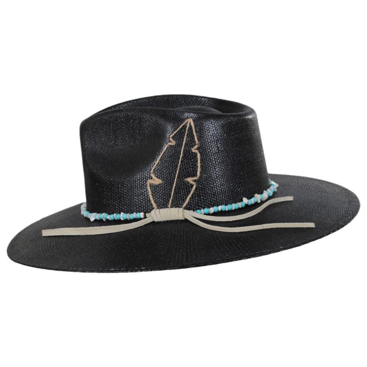Charlie 1 Horse | Midnight Toker Straw Wide Brim Fedora Hat | 101671 | profile | BLACK