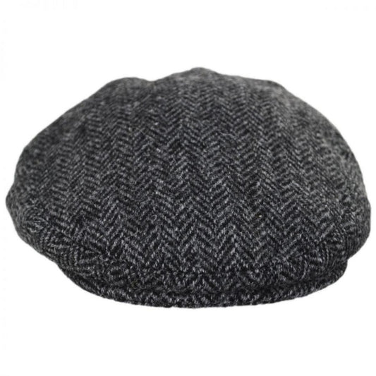 Failsworth | Stornoway Harris Tweed Wool Herringbone Flat Cap - Gray | 177906 | front | GREY