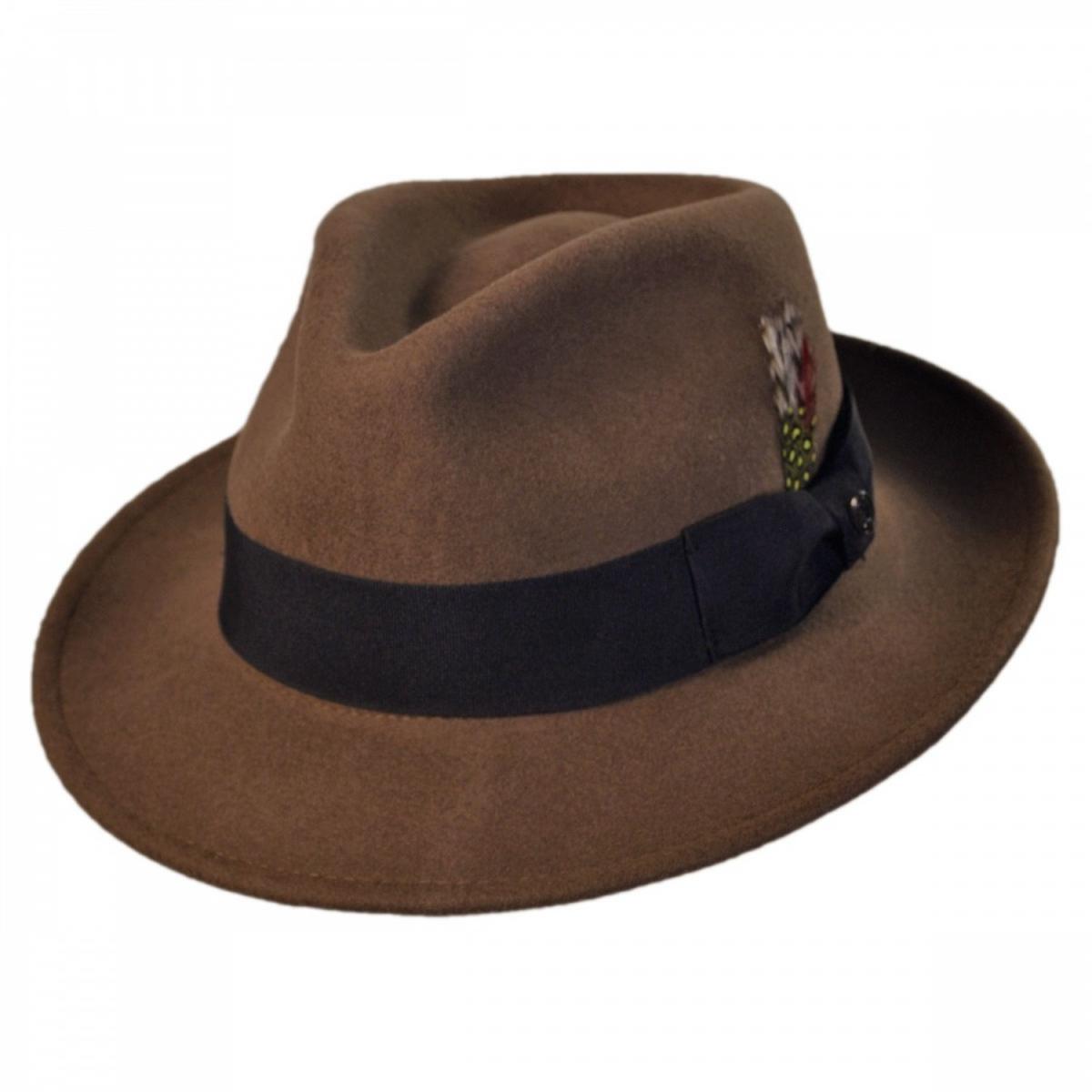 Jaxon Hats | C-Crown Crushable Wool Felt Fedora Hat | 135003 | lead | PECAN