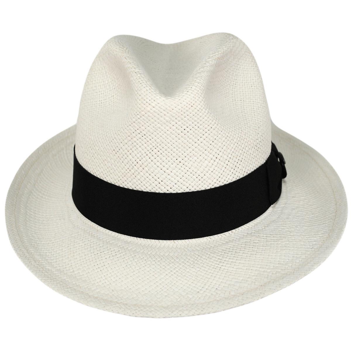 Scala | Panama Straw Snap Brim Fedora Hat  | 126131 | front | BLEACH
