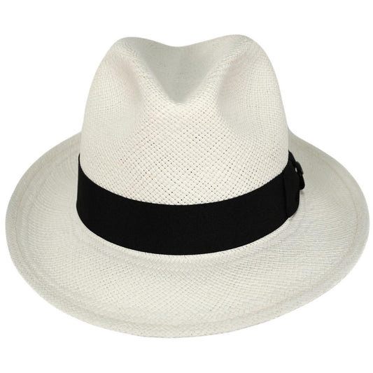 Scala | Panama Straw Snap Brim Fedora Hat | 126131 | front | BLEACH