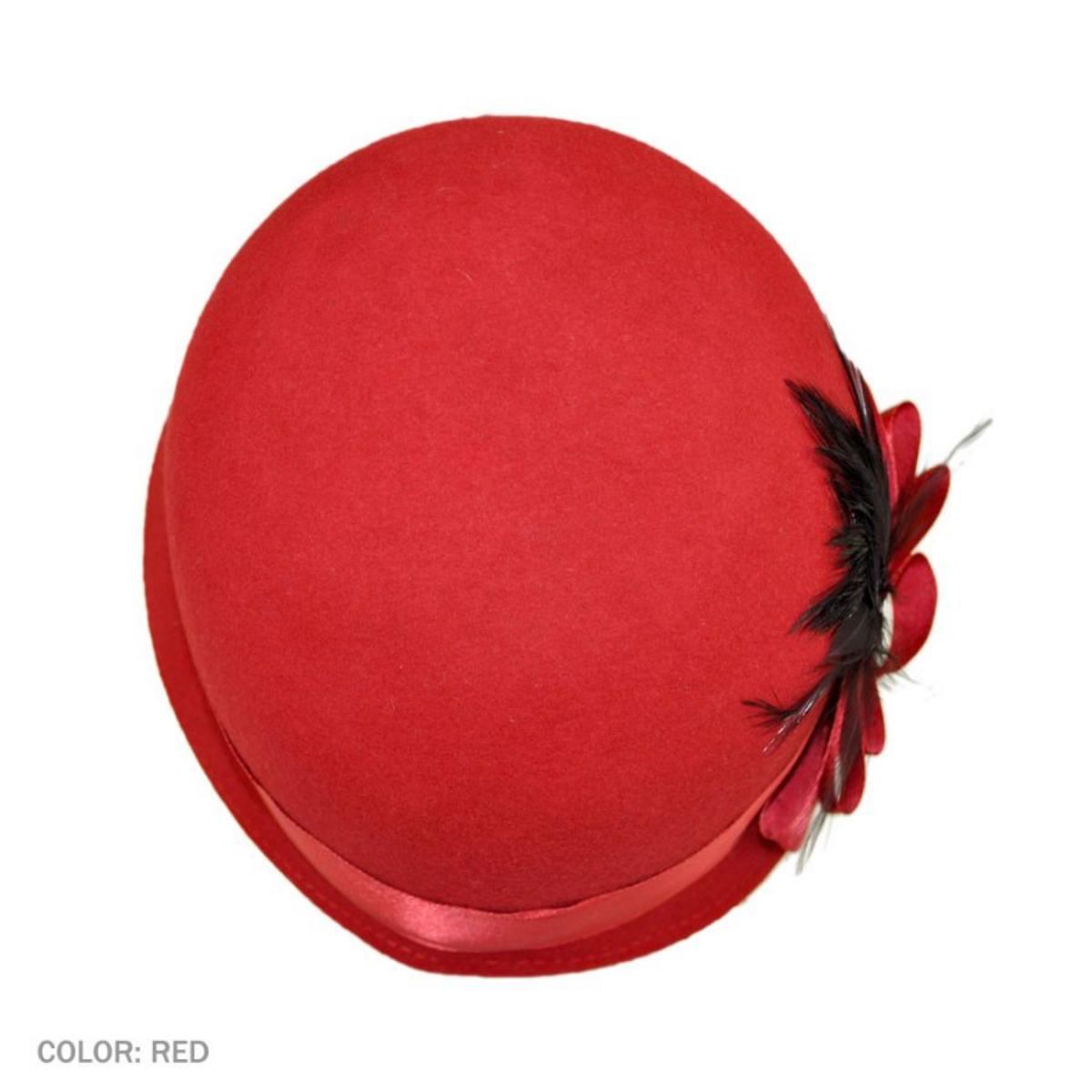 sur la tete | Chloe Wool Felt Cloche Hat | 125511 | top | RED