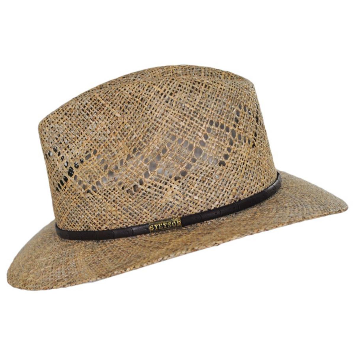 Stetson | Creston Seagrass Straw Safari Fedora Hat | 127034 | profile | NATURAL