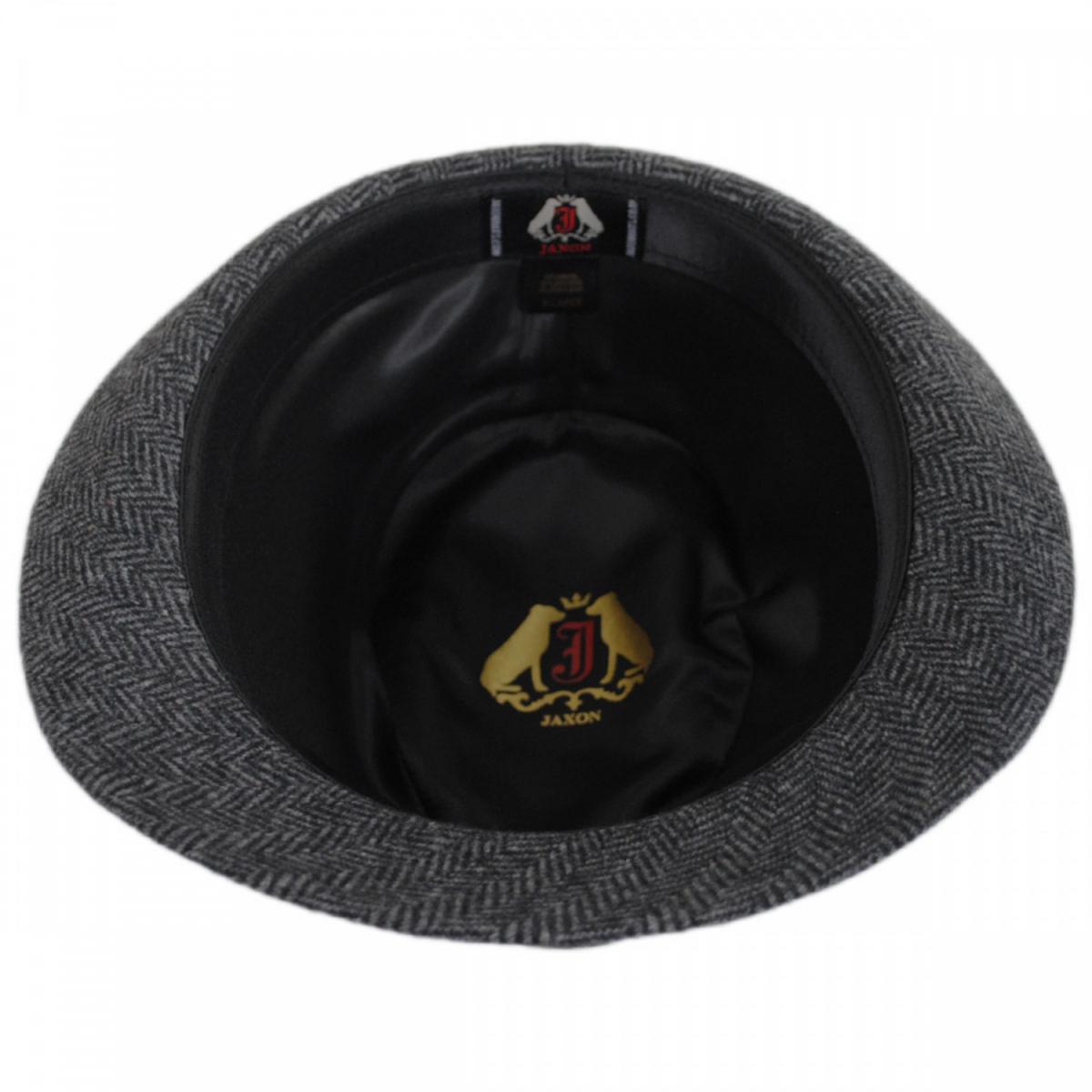 Jaxon Hats | Herringbone Wool Trilby Fedora Hat | 142320 | under | GREY/BLACK