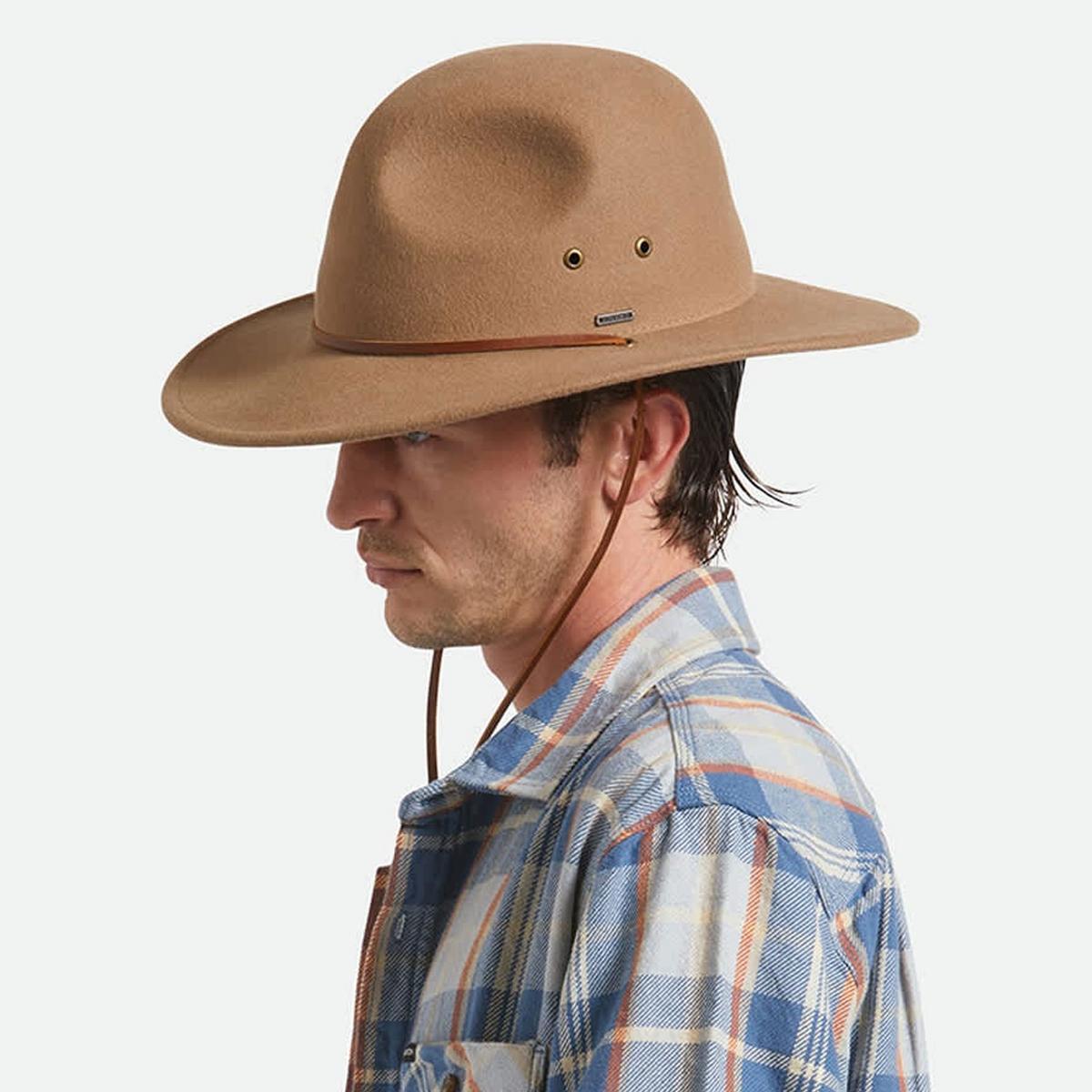 BRIXTON HATS | Cedar Weather Guard Packable Wool Fedora Felt Hat | 135672 | lsmone | KHAKI
