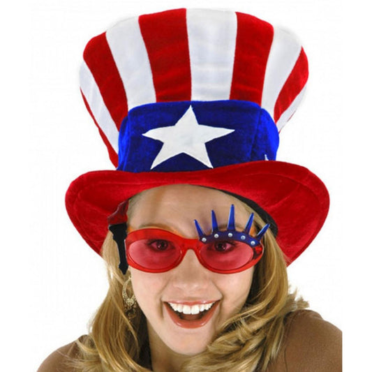 Elope | Uncle Sam Mad Hatter Top Hat | 190331 | front | RED/WHITE/BLUE