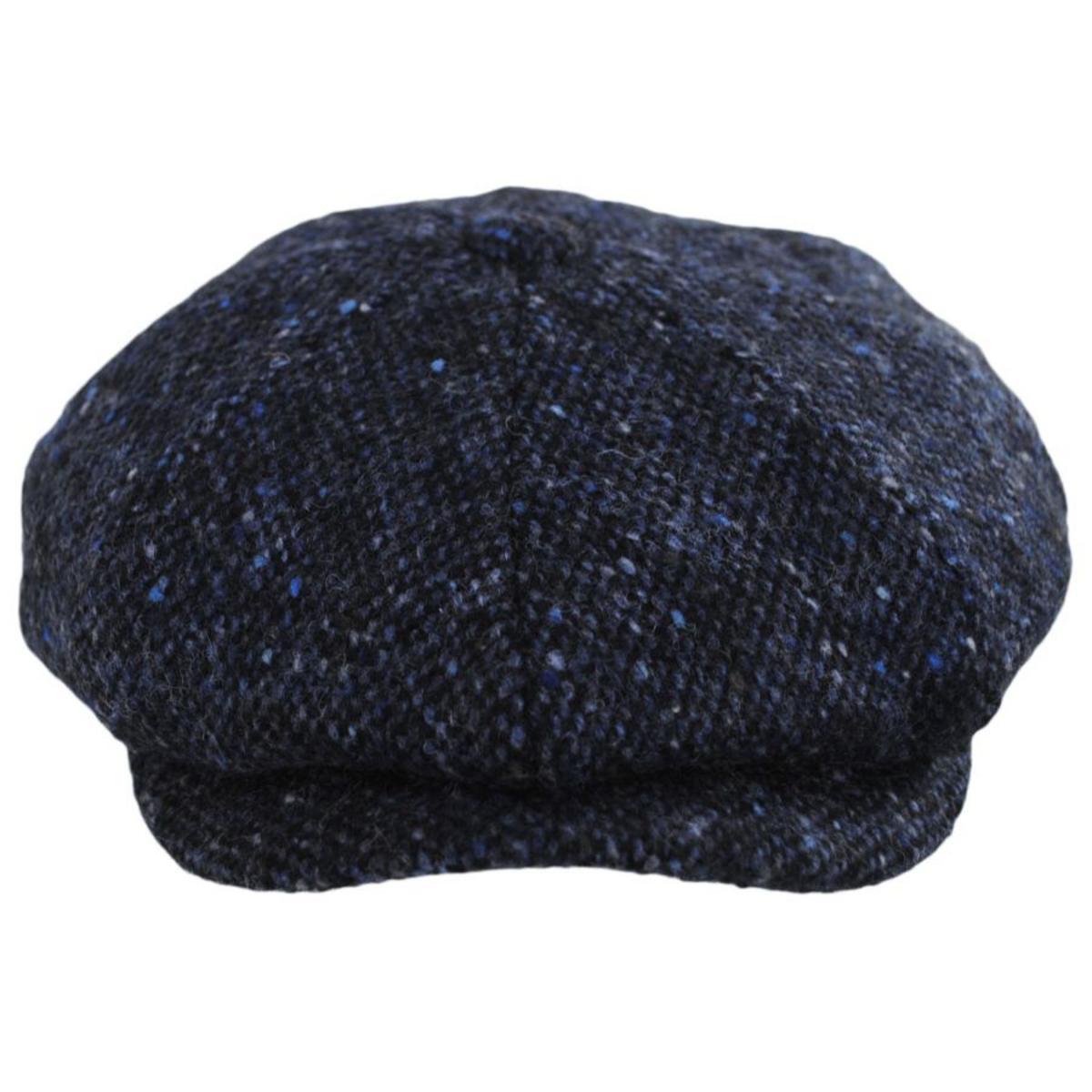 Jaxon & James | Donegal Tweed Glenborin Marl Newsboy Cap | 170018 | front | BLACK/BLUE