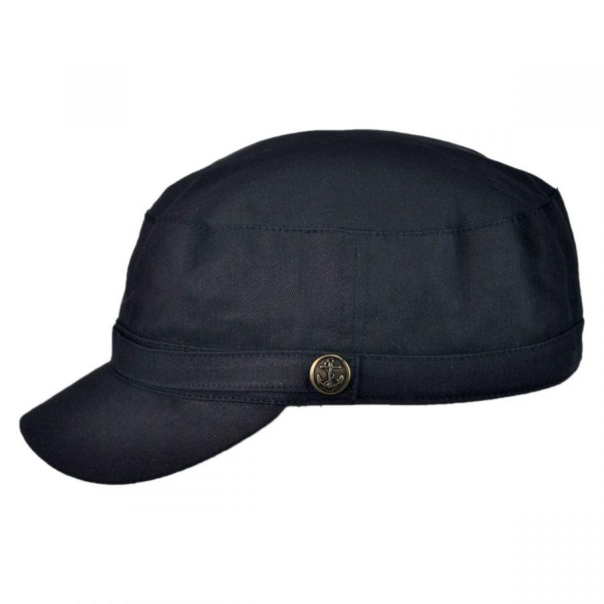 Jaxon Hats | Herringbone Cotton Cadet Cap | 222300 | profile | BLACK