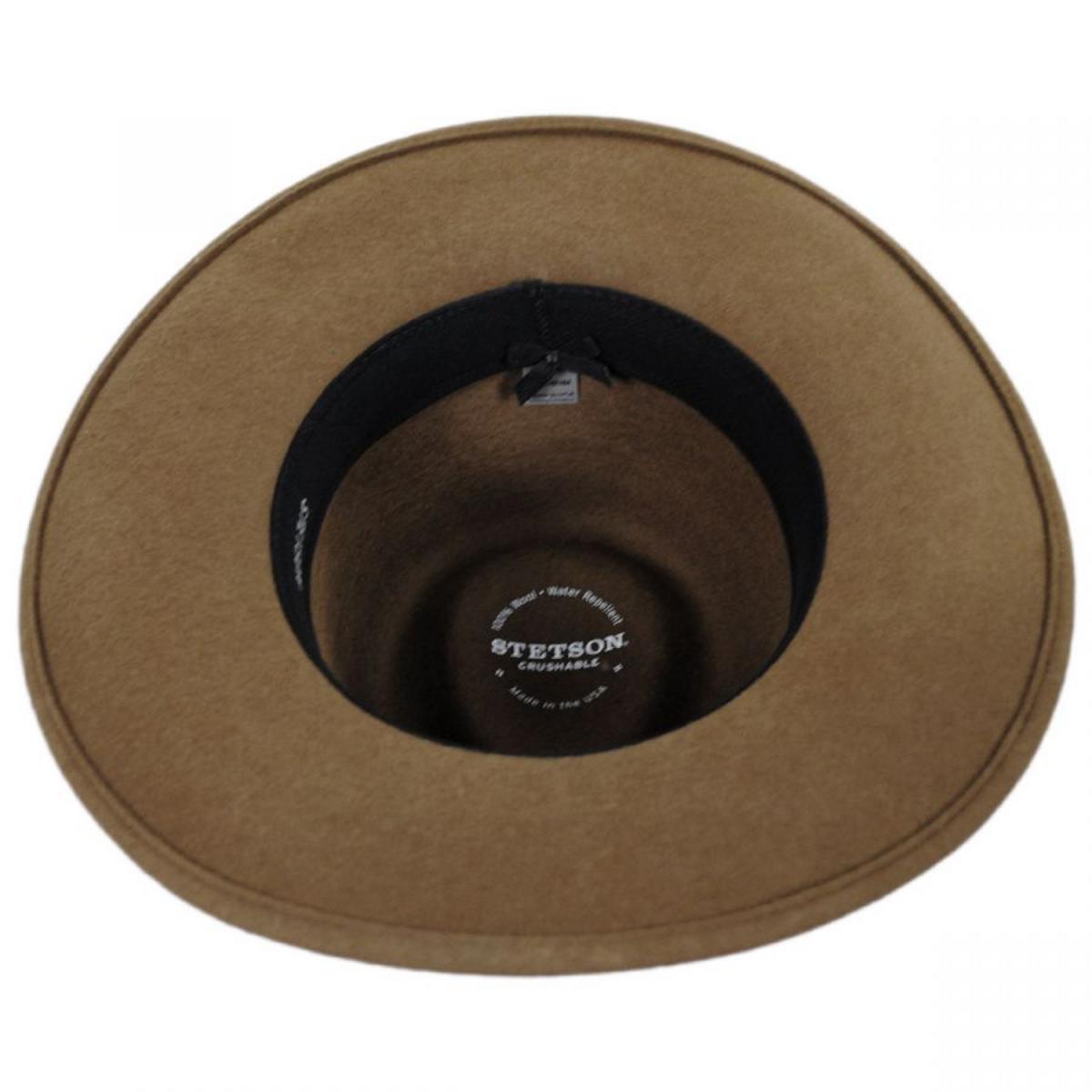 Stetson | Bozeman Crushable Wool Felt Outback Hat | 130692 | under | LIGHT BROWN