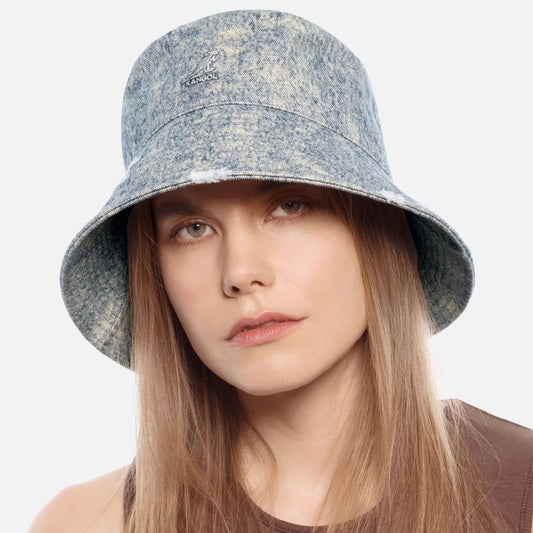 Kangol | Washed Denim Cotton Bucket Hat | 185826 | lsfone | BLUE