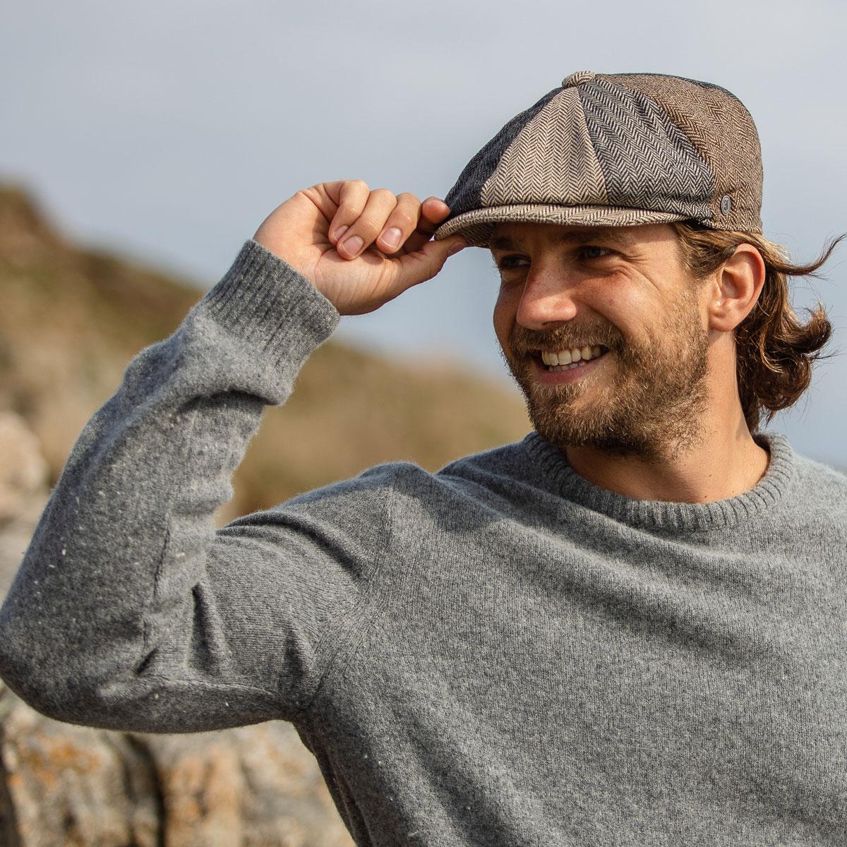 Jaxon Hats | Herringbone Patchwork Wool Blend Newsboy Cap | 167779 | lsmtwo | MULTI