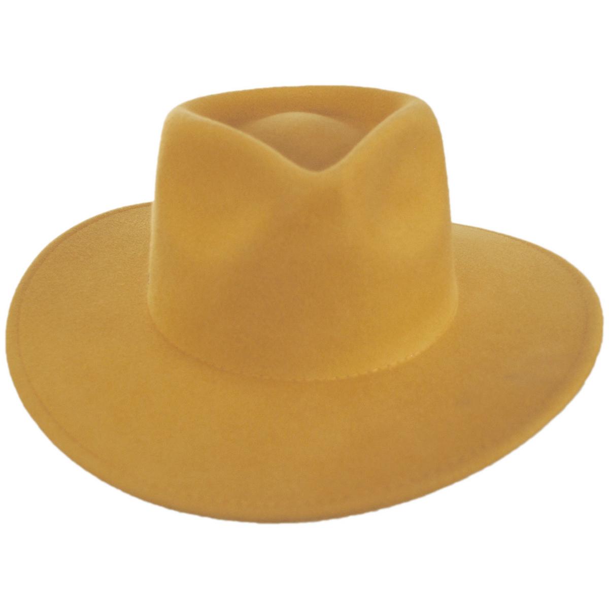 Scala | Kathrina Wool Felt Fedora Hat | 123442 | front | MUSTARD