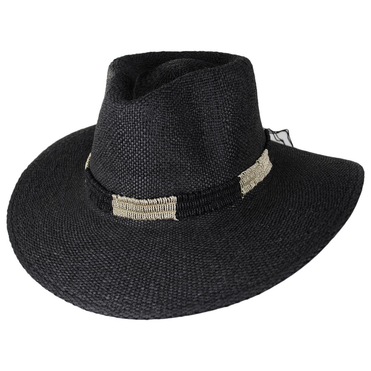 NIKKI BEACH | Angelina Toyo Straw Fedora Hat | 102660 | lead | BLACK