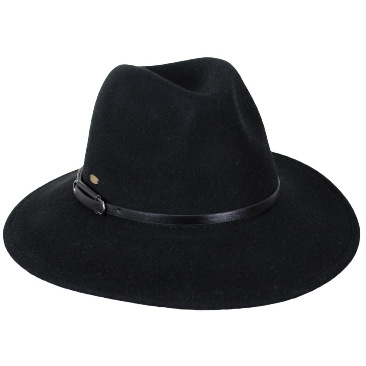 Scala | Brigitta Wool Felt Safari Fedora Hat | 123509 | lead | BLACK