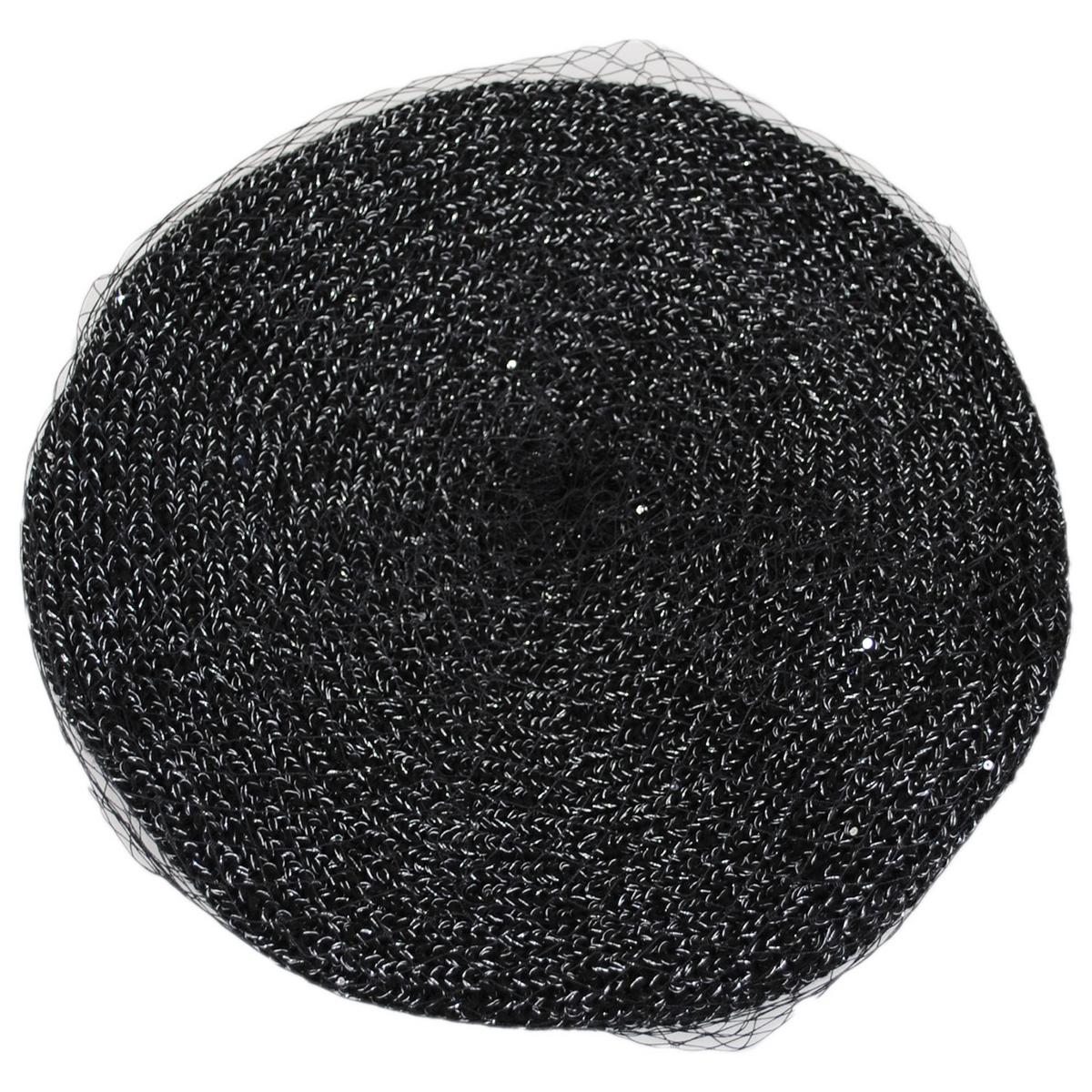 San Diego Hat Company | Bianca Knit Beret with Veil | 151614 | top | BLACK
