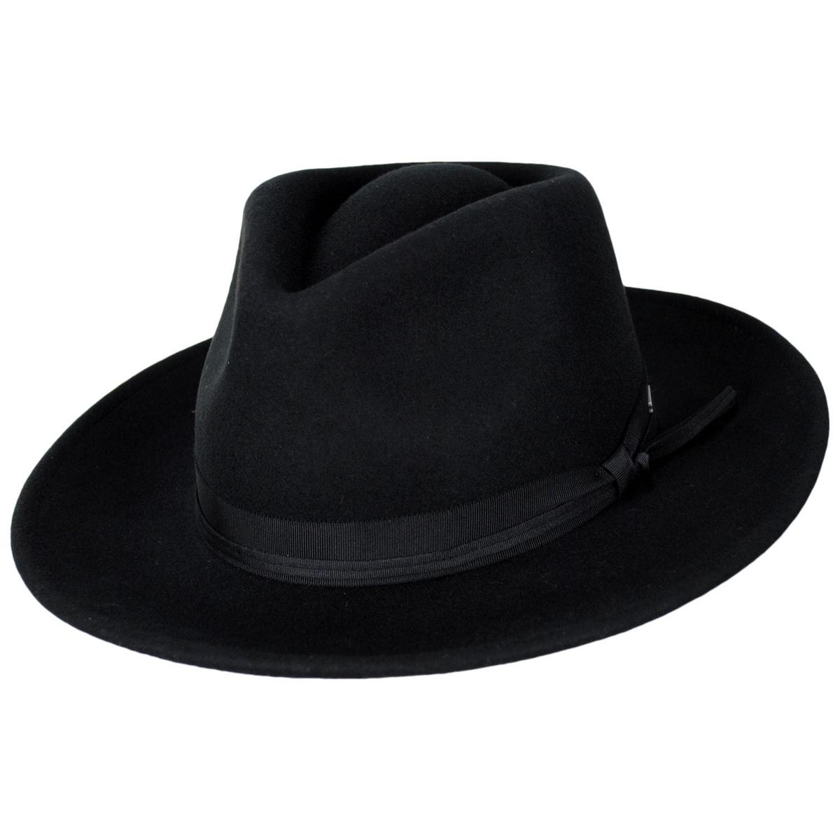 BRIXTON HATS | Dayton Convertabrim Wool Felt Rancher Fedora Hat | 135659 | lead | BLACK