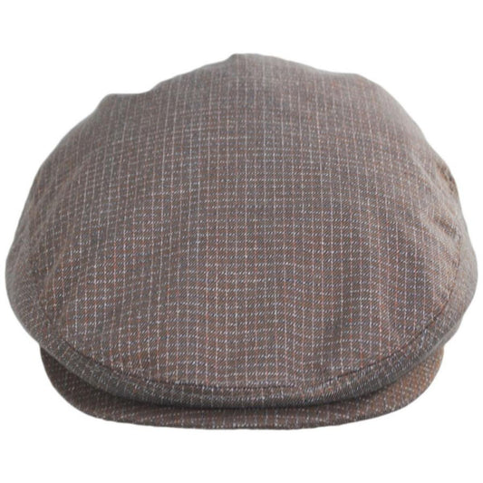 Baskerville Hat Company | Tenby Cotton Mini Windowpane Ivy Cap | 167675 | front | MOCHA