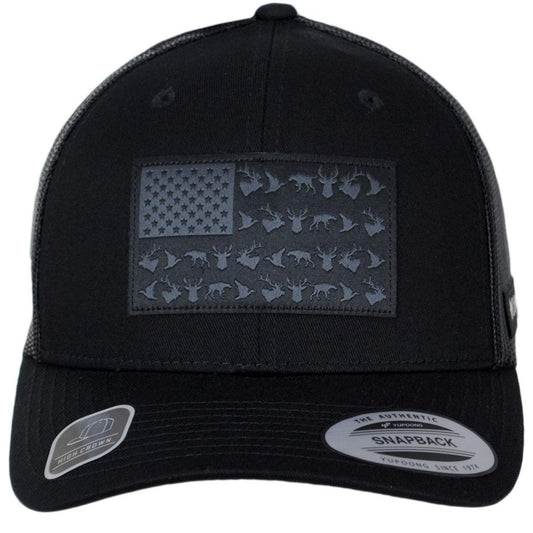 Columbia Sportswear | PHG Game Flag Mesh Snapback Baseball Cap | 400097 | front | BLACK