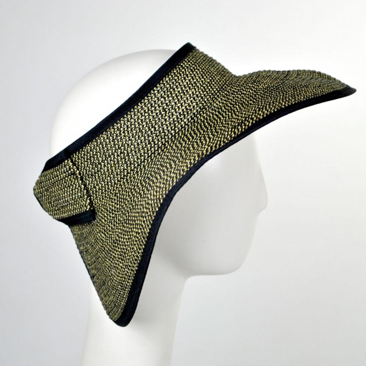 sur la tete | Roll Toyo Straw Braid Visor | 198550 | under | BLACK MIX