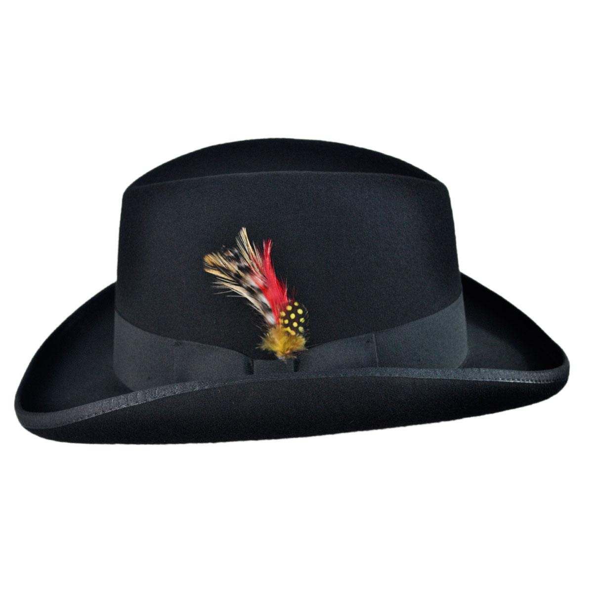 Jaxon Hats | Wholesale Wool Felt Homburg Hat B2B Pre-Pack | B2B132051 | profile | BLACK