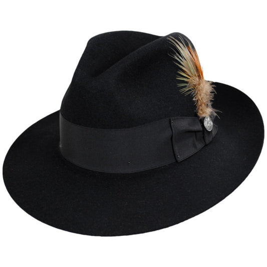 Stetson | Temple Fur Felt Fedora Hat | 130608 | lead | BLACK
