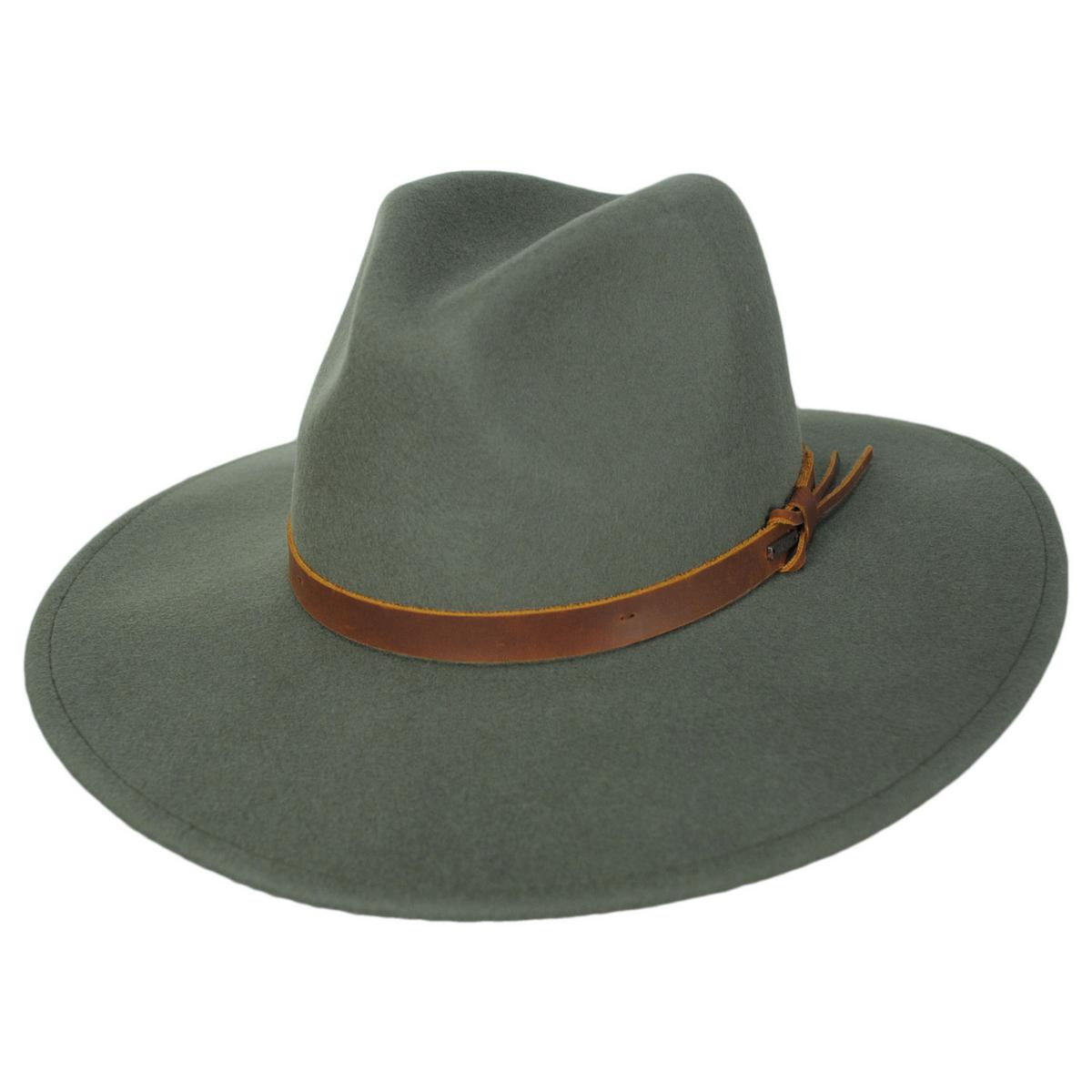 BRIXTON HATS | Field Proper Wool Felt Fedora Hat | 135647 | lead | OLIVE SURPLUS