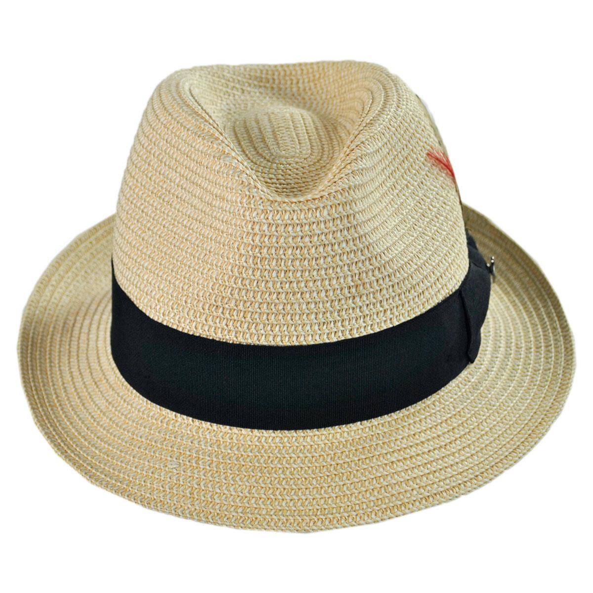 Jaxon Hats | Wholesale Toyo Straw Braid Trilby Fedora Hat B2B Pre-Pack | B2B128500 | front | TAN