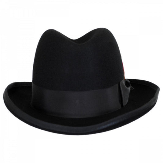 Jaxon Hats | Made in the USA - Classics Wool Felt Godfather Hat | 131301 | front | BLACK