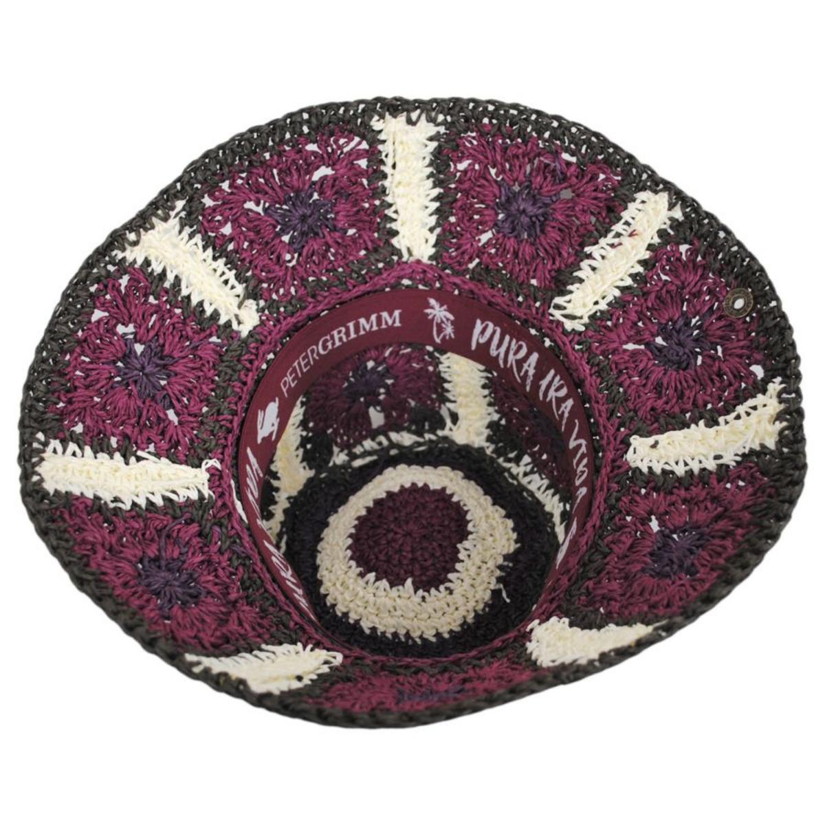 Peter Grimm - Fergie Granny Square Hand Crochet Toyo Straw Bucket Hat - 758514152806 - VIOLET