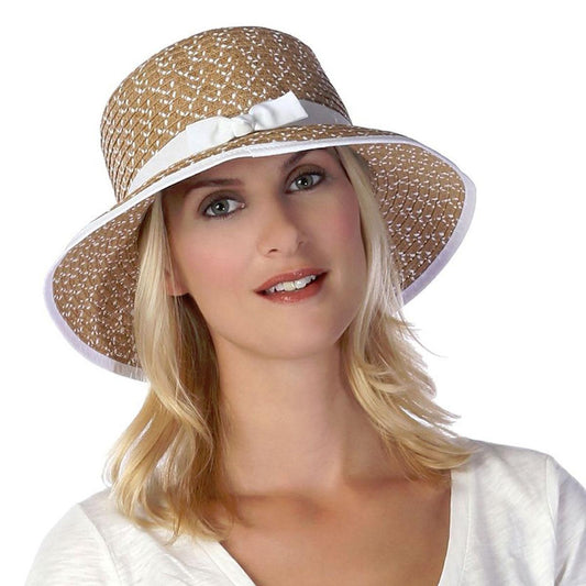 Physician Endorsed | Pitch Perfect Framer Toyo Straw Cloche Hat | 102727 | lsfone | NATURAL/WHITE