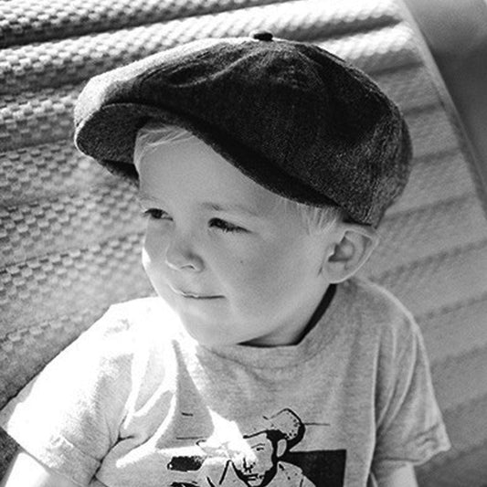 BRIXTON HATS | Toddler Lil Brood Herringbone Newsboy Cap | 510202 | lsmone | BROWN/KHAKI
