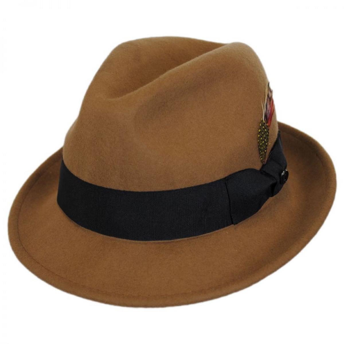 Jaxon Hats | Blues Crushable Wool Felt Trilby Fedora Hat | 132020 | lead | PECAN