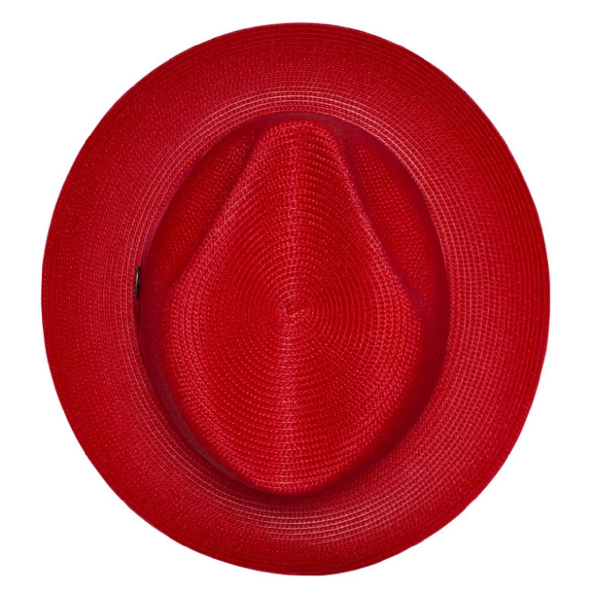 Dobbs | Rosebud Florentine Milan Poly Straw Fedora Hat | 127013 | top | RED