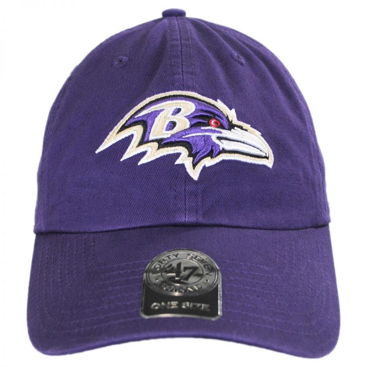 47 Brand | Baltimore Ravens NFL Clean Up Strapback Baseball Cap Dad Hat | 203540 | front | PURPLE