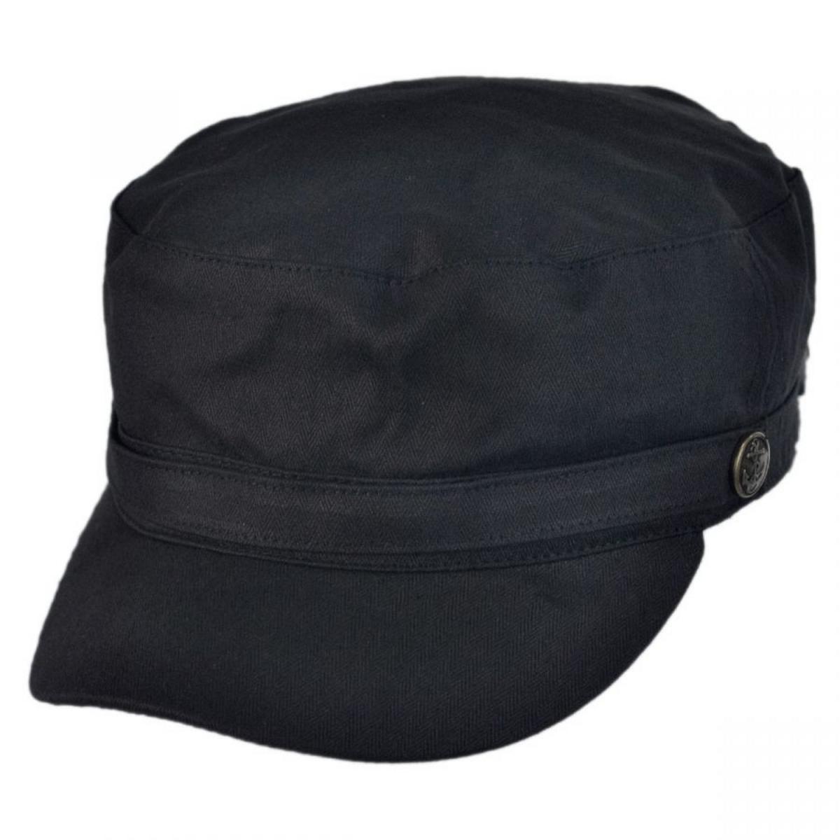 Jaxon Hats | Herringbone Cotton Cadet Cap | 222300 | lead | BLACK