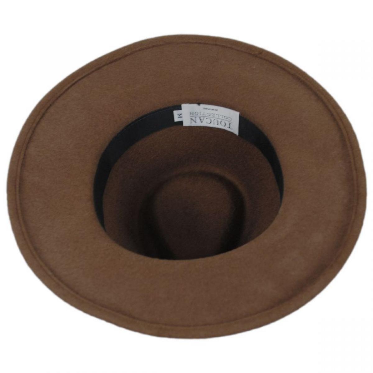 Toucan Collection | Leather Band Wool Felt Fedora Hat - Made to Order | 125805 | under | BROWN