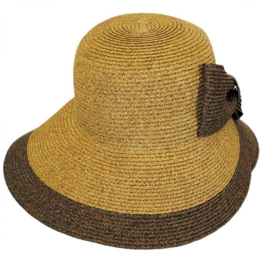 Jeanne Simmons | Overlap Brim and Bow Toyo Straw Sun Hat | 101705 | front | TOAST/BROWN