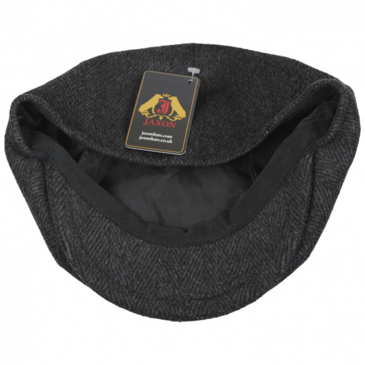 Jaxon Hats | Large Herringbone Wool Blend Newsboy Cap | 167781 | under | CHARCOAL
