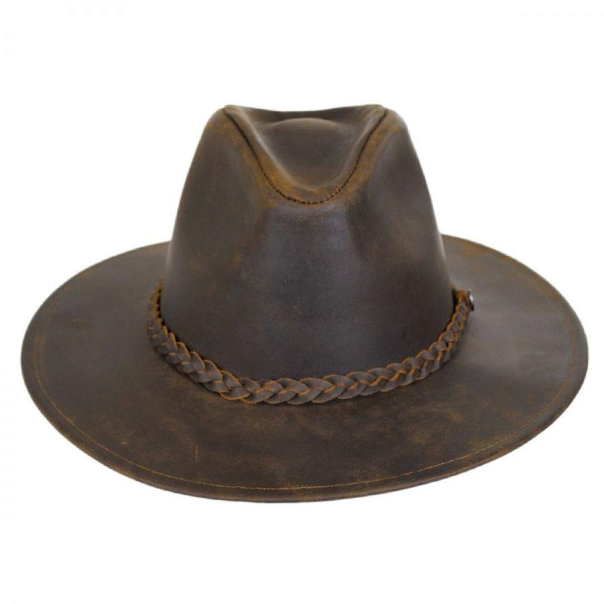 Jaxon Hats | Buffalo Leather Western Hat | 147201 | front | CHOCOLATE