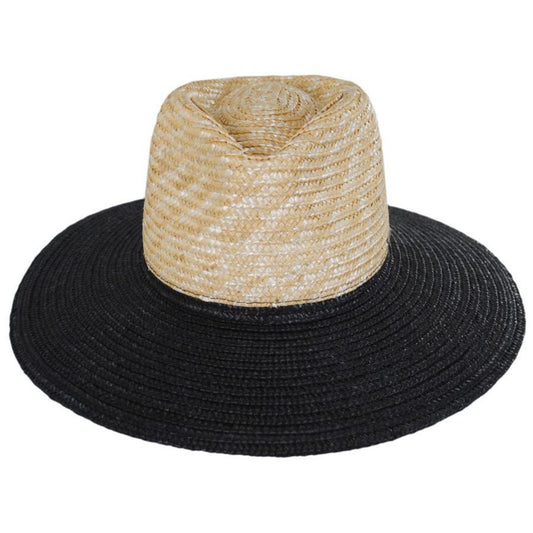 BRIXTON HATS | Joanna Festival Wheat Straw Fedora Hat | 104047 | front | BLACK/HONEY