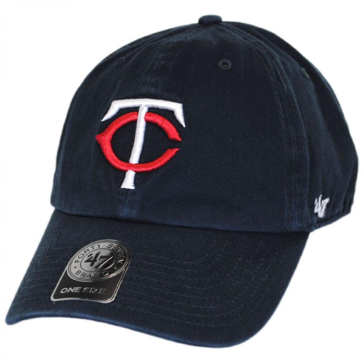 47 Brand | Minnesota Twins MLB Clean Up Strapback Baseball Cap Dad Hat | 203431 | lead | NAVY/RED