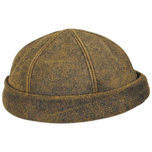 NEW YORK HAT CO | Six Panel Antique Leather Skull Cap Beanie Hat | 142004 | profile | BROWN