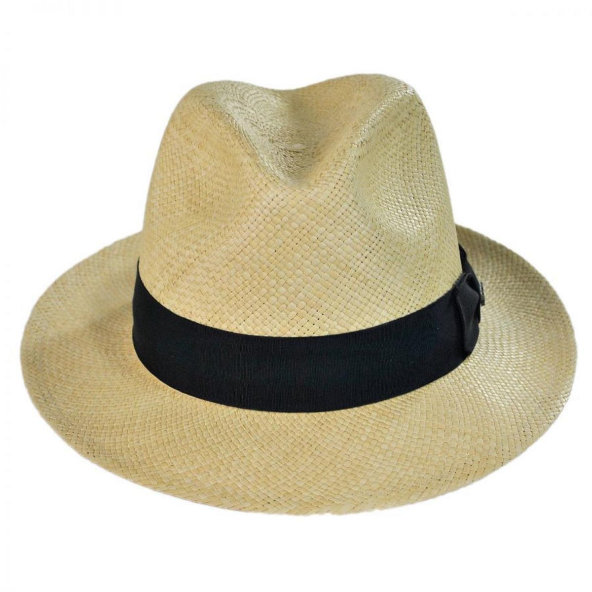 Scala | Panama Straw Snap Brim Fedora Hat  | 126131 | front | NATURAL