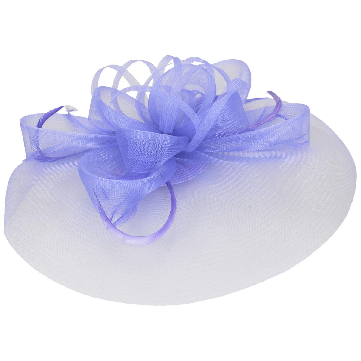 Kathy Jeanne | Firework Horsehair Mesh and Feather Fascinator Hat | 122411 | lead | LAVENDER