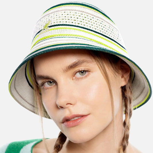 Kangol | Clubhouse Stripe Casual Bucket Hat | 185821 | lsfone | WHITE/MASTERS GREEN