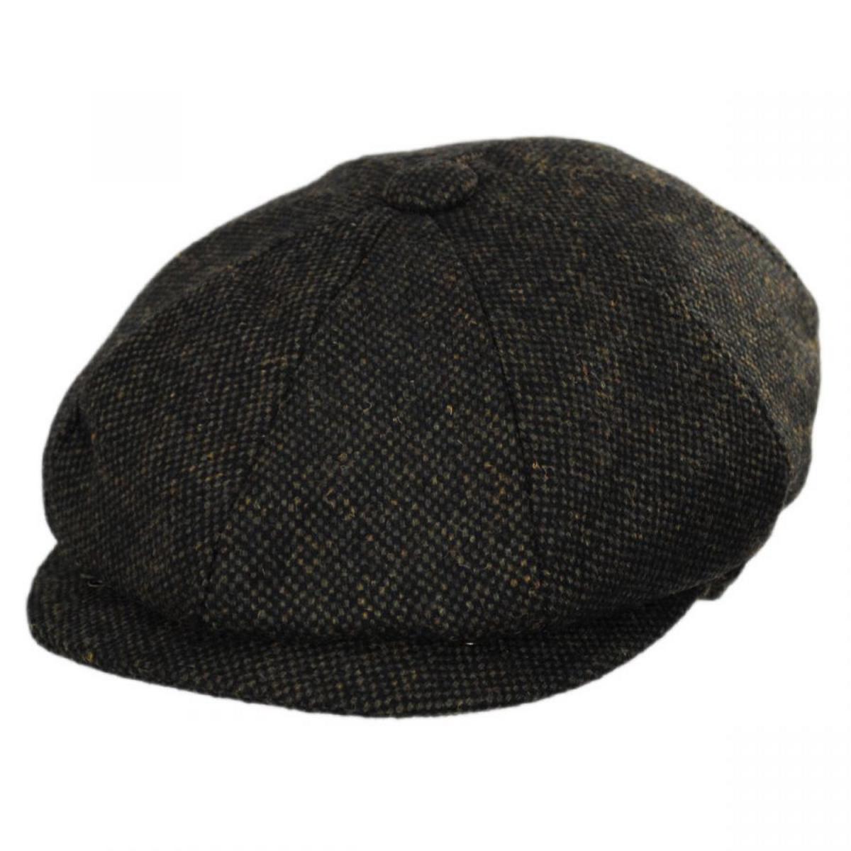 Jaxon Hats | Sidecar Nailhead Wool Blend Newsboy Cap | 167564 | lead | GREEN/BLACK