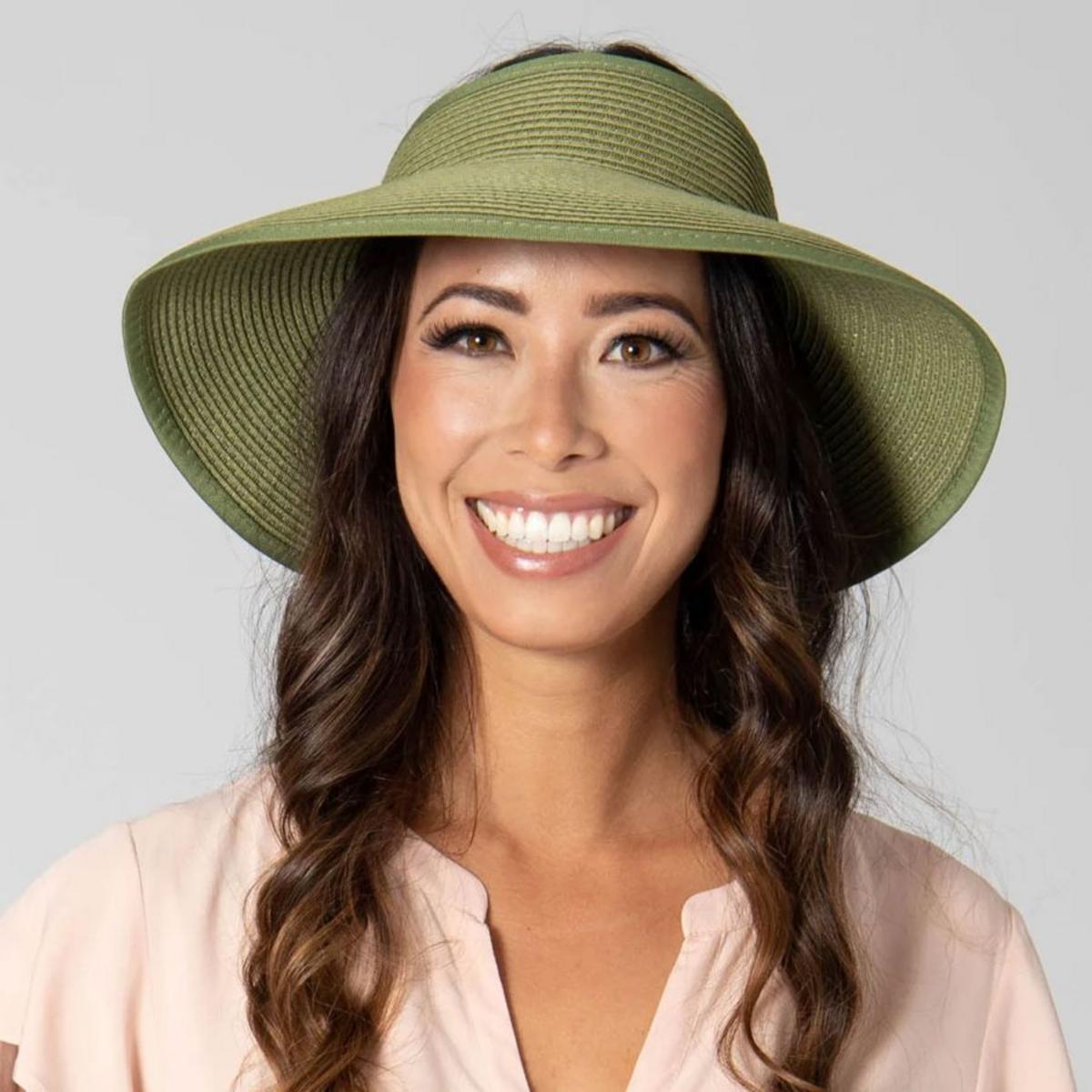 San Diego Hat Company | Roll Up Toyo Straw Visor | 197300 | profile | SAGE GREEN