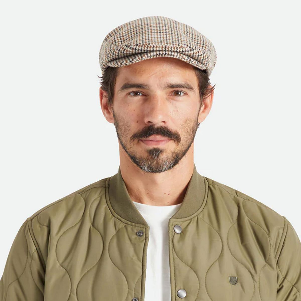 BRIXTON HATS | Hooligan Houndstooth Plaid Ivy Cap | 161564 | lsftwo | OFF WHITE/DESERT PALM