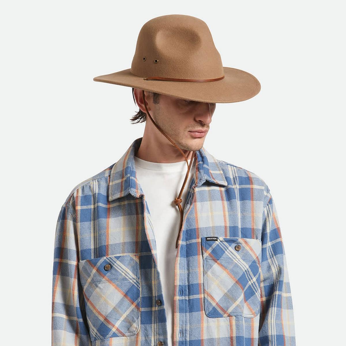 BRIXTON HATS | Cedar Weather Guard Packable Wool Fedora Felt Hat | 135672 | lsmtwo | KHAKI