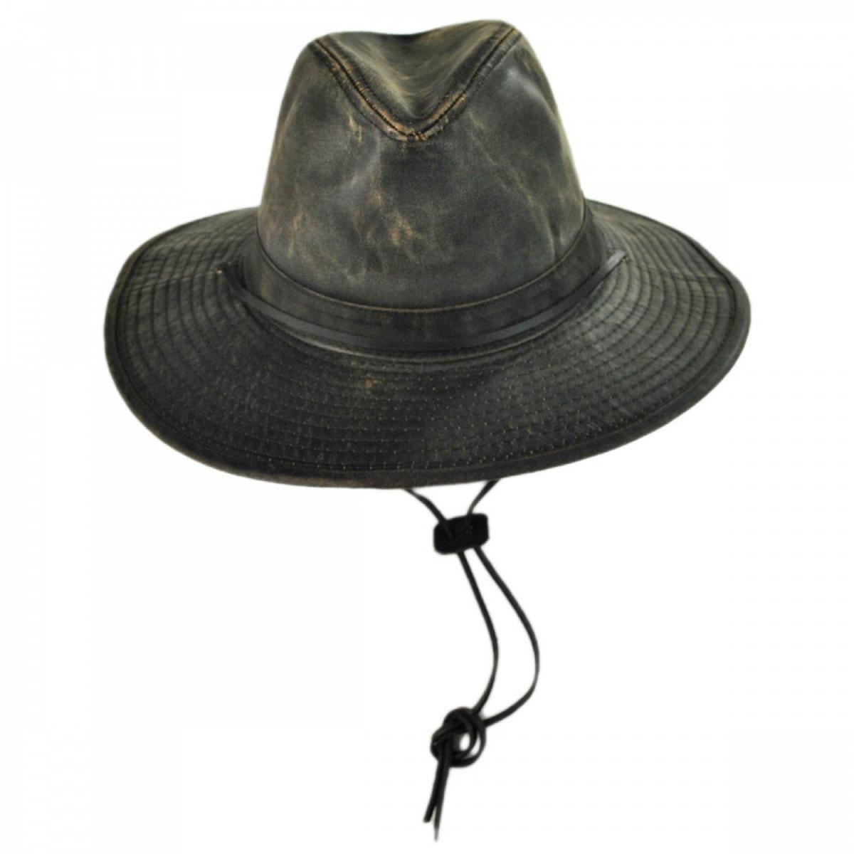 Dorfman Pacific | Weathered Cotton Aussie Hat | 400233 | front | BROWN
